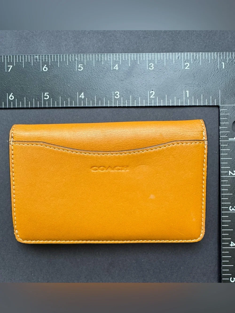 COACH Fold Over Card Case Leather Wallet